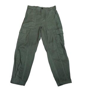 Banana Republic Factory Pants Sz 2 Green Cargo Tencel Paige Cropped Trouser 312N